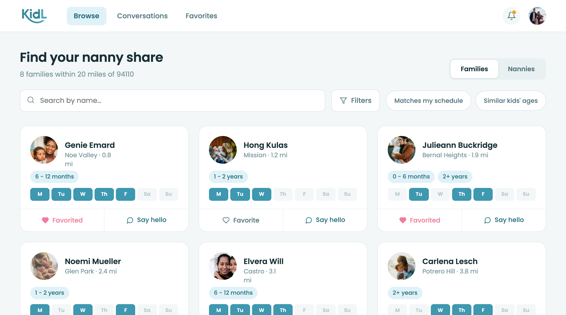 KidL app — browsing nanny shares